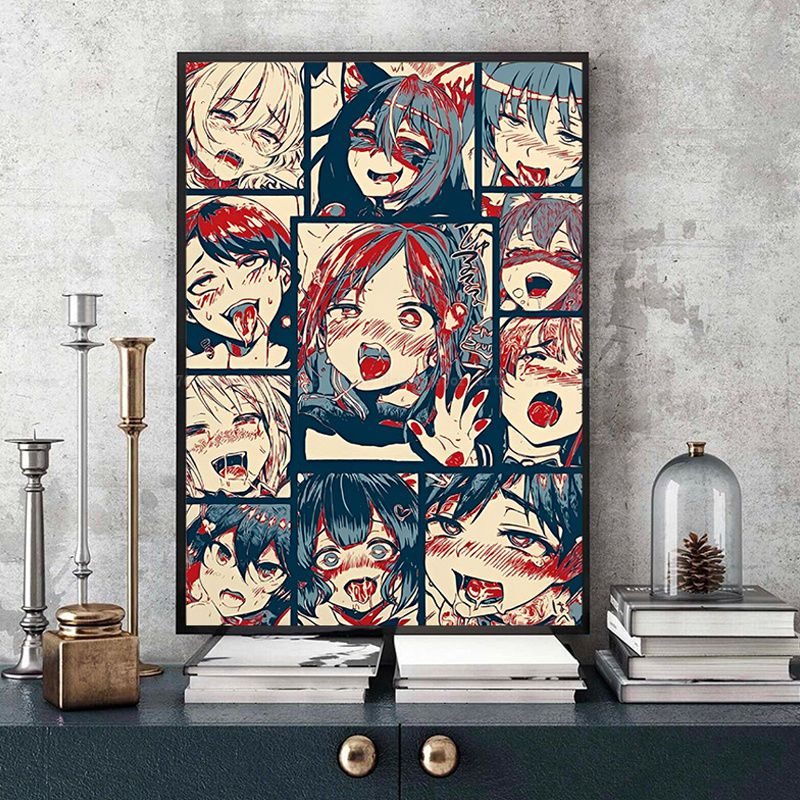 A Ahegao Manga Girl Vintage Posters Sticky Decoracion Painting Wall Art White Kraft Paper Home Decor 1 - Anime Posters Mall
