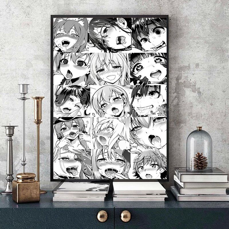 A Ahegao Manga Girl Vintage Posters Sticky Decoracion Painting Wall Art White Kraft Paper Home Decor 10 - Anime Posters Mall
