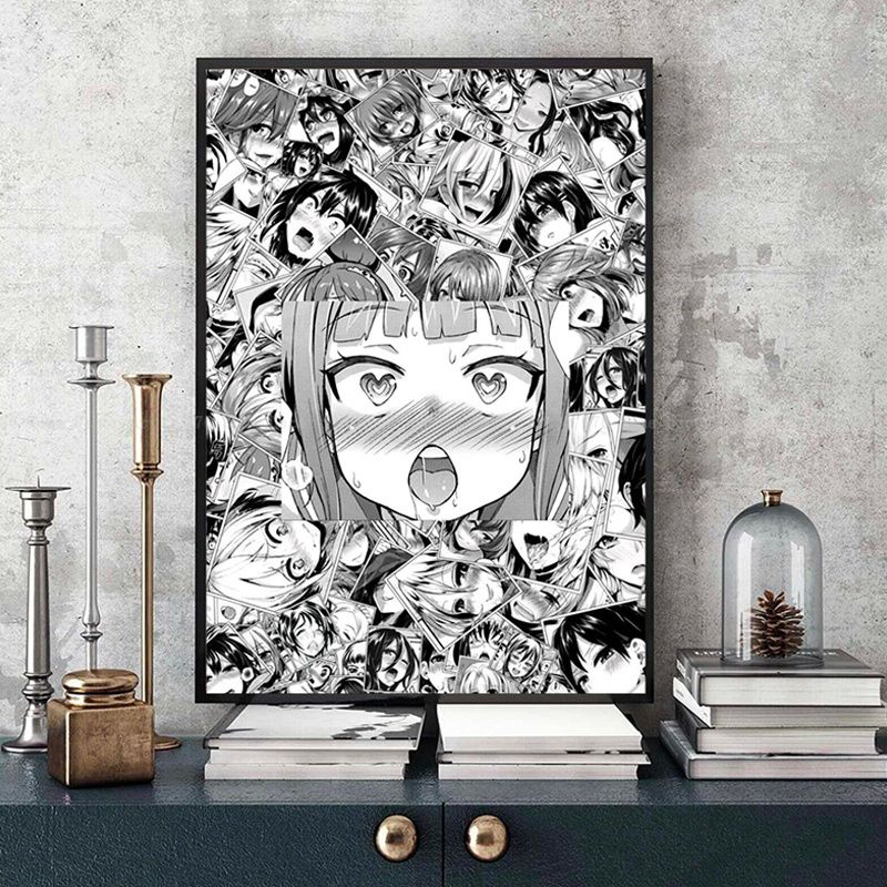 A Ahegao Manga Girl Vintage Posters Sticky Decoracion Painting Wall Art White Kraft Paper Home Decor 2 - Anime Posters Mall