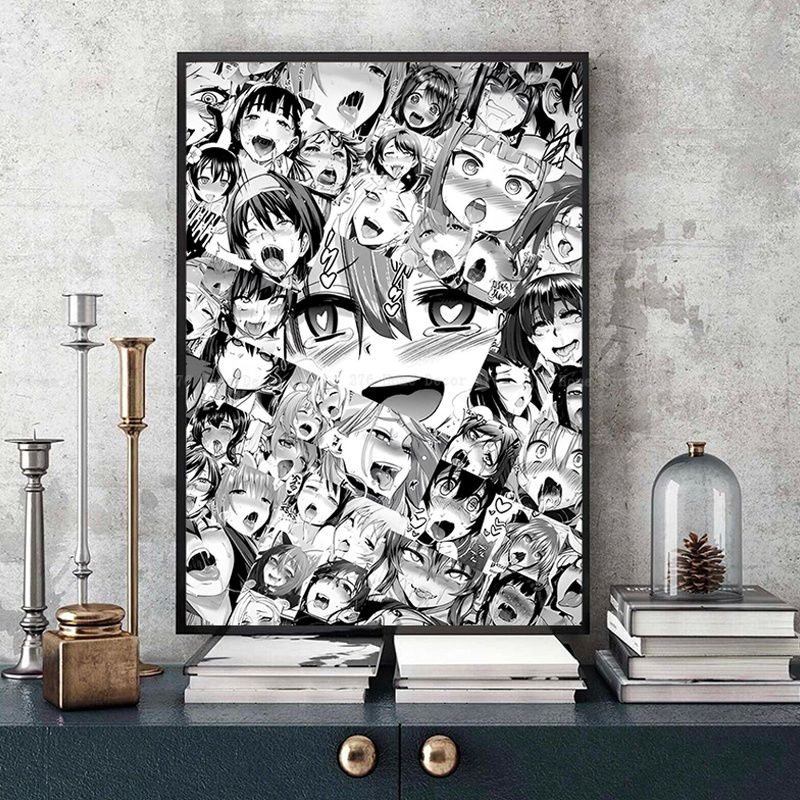 A Ahegao Manga Girl Vintage Posters Sticky Decoracion Painting Wall Art White Kraft Paper Home Decor 3 - Anime Posters Mall