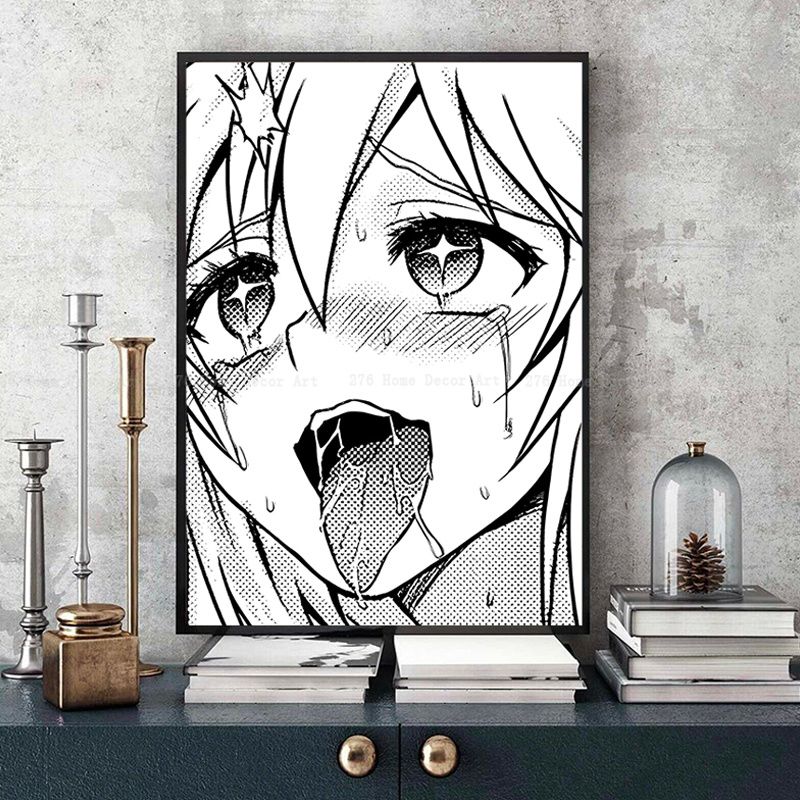 A Ahegao Manga Girl Vintage Posters Sticky Decoracion Painting Wall Art White Kraft Paper Home Decor 4 - Anime Posters Mall