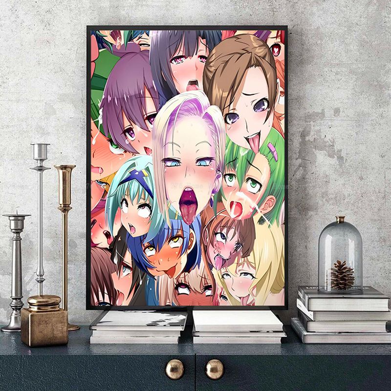A Ahegao Manga Girl Vintage Posters Sticky Decoracion Painting Wall Art White Kraft Paper Home Decor 6 - Anime Posters Mall