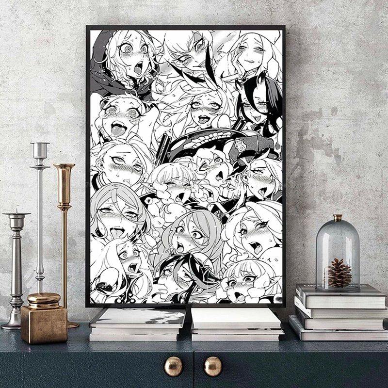 A Ahegao Manga Girl Vintage Posters Sticky Decoracion Painting Wall Art White Kraft Paper Home Decor 7 - Anime Posters Mall