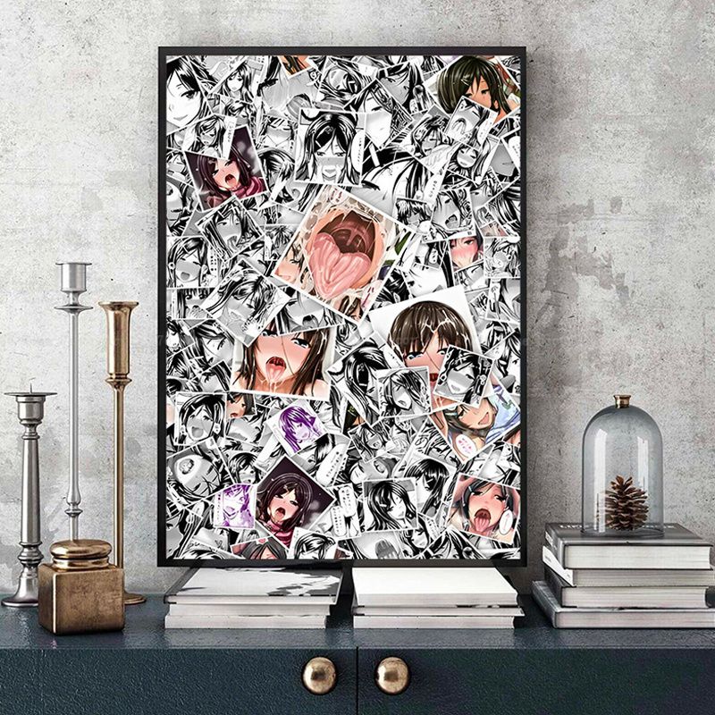 A Ahegao Manga Girl Vintage Posters Sticky Decoracion Painting Wall Art White Kraft Paper Home Decor 8 - Anime Posters Mall