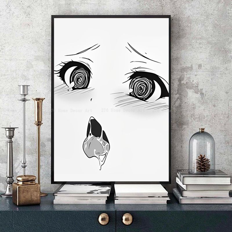 A Ahegao Manga Girl Vintage Posters Sticky Decoracion Painting Wall Art White Kraft Paper Home Decor 9 - Anime Posters Mall