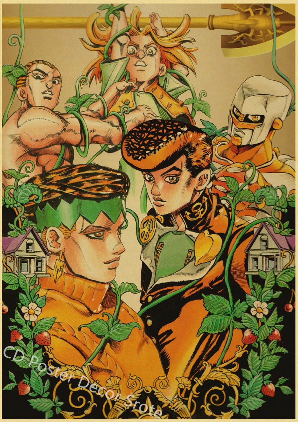 Anime JoJo Bizarre Adventure Retro Poster Kraft Paper Prints and Posters DIY Home Bar Cafe Movie 33 - Anime Posters Mall