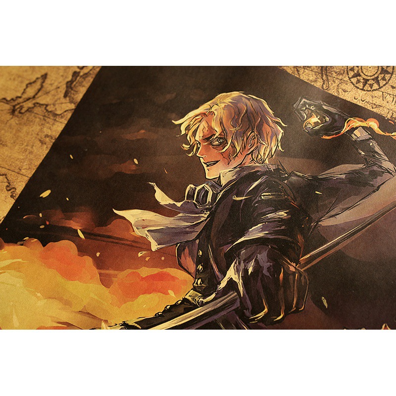 Anime One Piece Luffy Eissaab vintage kraft paper poster Cafe Decorative painting Restaurant home installation wall 2 - Anime Posters Mall