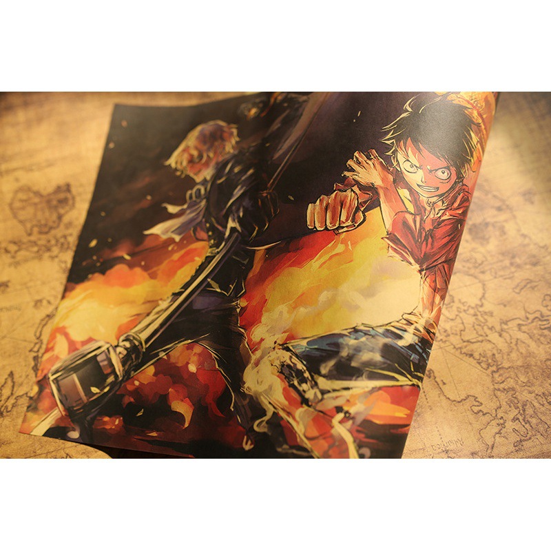 Anime One Piece Luffy Eissaab vintage kraft paper poster Cafe Decorative painting Restaurant home installation wall 3 - Anime Posters Mall