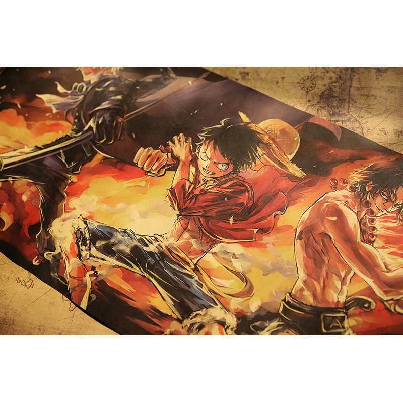 Anime One Piece Luffy Eissaab vintage kraft paper poster Cafe Decorative painting Restaurant home installation wall 4 - Anime Posters Mall