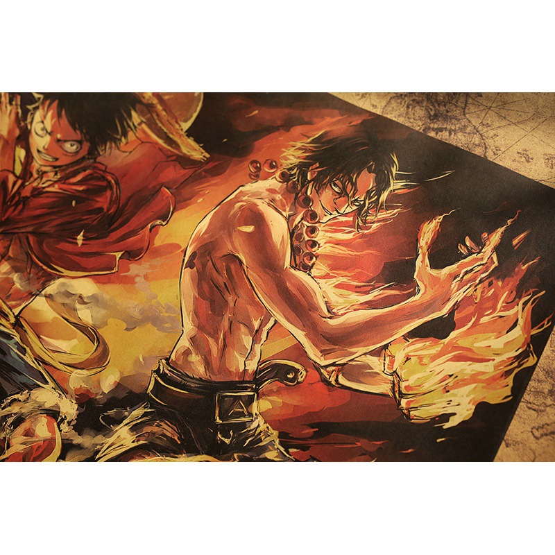 Anime One Piece Luffy Eissaab vintage kraft paper poster Cafe Decorative painting Restaurant home installation wall 5 - Anime Posters Mall