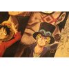 Anime One Piece Three Brothers White Beard Red Hair Dragon Kraft paper vintage poster bar cafe 3 - Anime Posters Mall