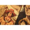 Anime One Piece Three Brothers White Beard Red Hair Dragon Kraft paper vintage poster bar cafe 4 - Anime Posters Mall