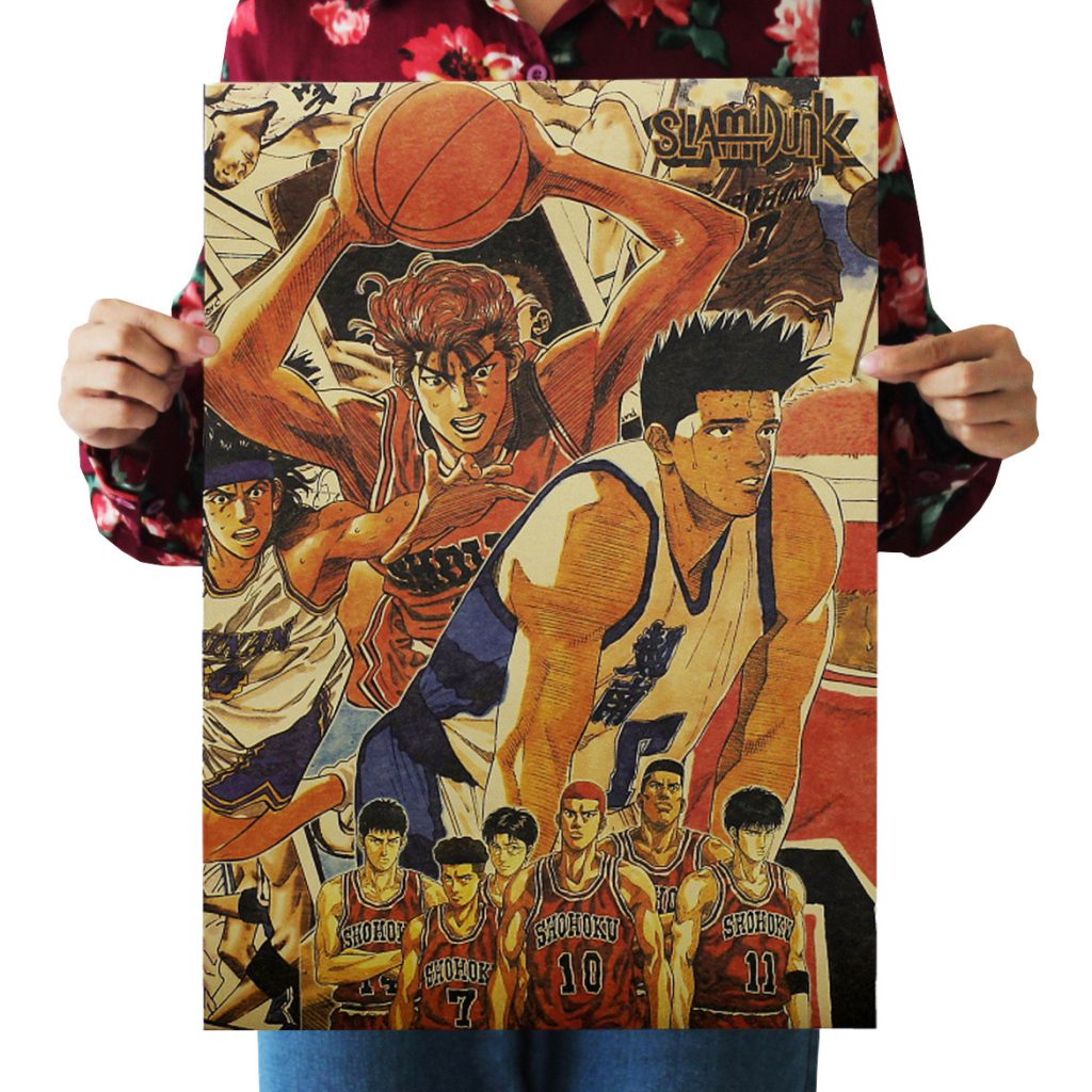 Anime SLAM DUNK Retro kraft paper poster home decoration painting wall sticker 50 5x35cm 2 - Anime Posters Mall