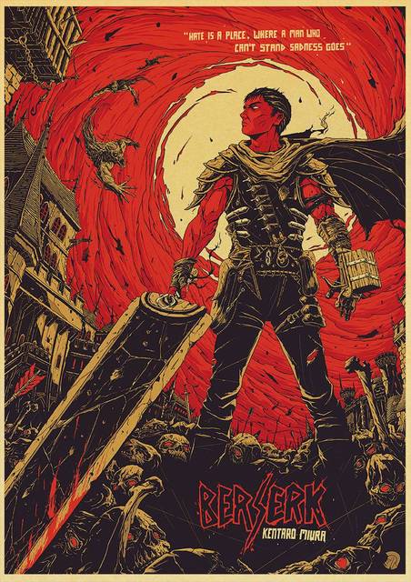 BERSERK Posters Retro Kraft Paper Vintage Room Home Bar Cafe Decor Aesthetic Art Wall Painting.jpg 640x640 2 - Anime Posters Mall