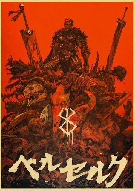 BERSERK Posters Retro Kraft Paper Vintage Room Home Bar Cafe Decor Aesthetic Art Wall Painting.jpg 640x640 9 - Anime Posters Mall