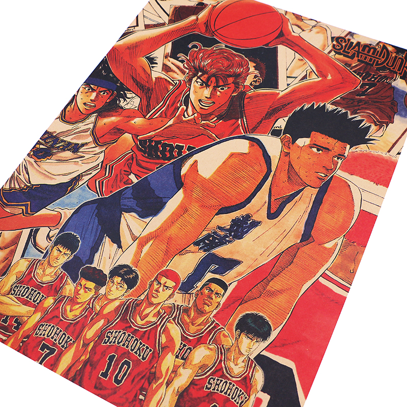 DLKKLB Classic Animation Movie SLAM DUNK Poster Vintage Bedroom Dormitory Home Decoration Painting 51x36cm Art Wall 1 - Anime Posters Mall