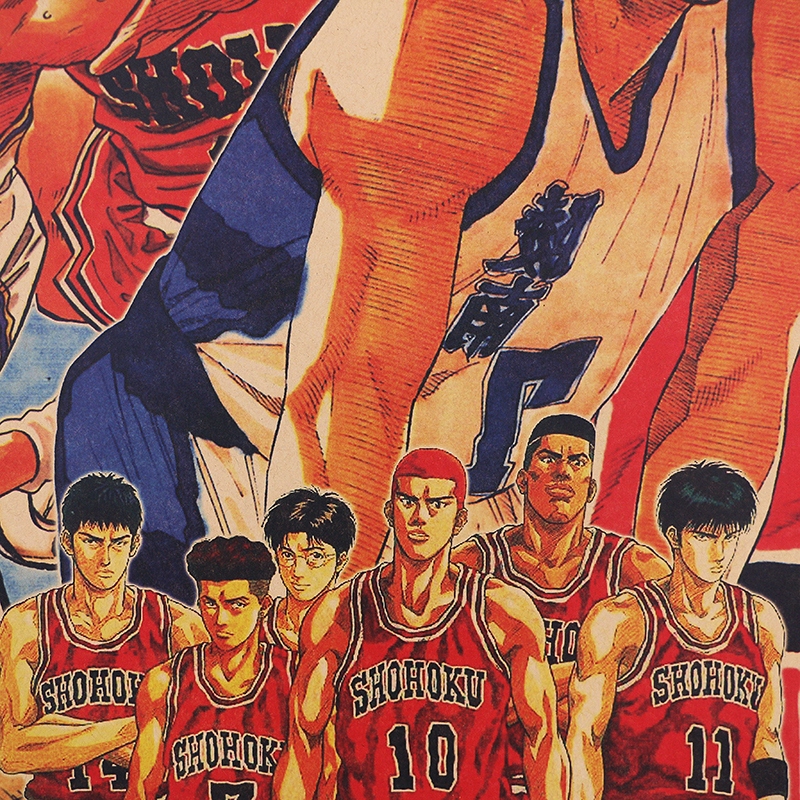 DLKKLB Classic Animation Movie SLAM DUNK Poster Vintage Bedroom Dormitory Home Decoration Painting 51x36cm Art Wall 3 - Anime Posters Mall