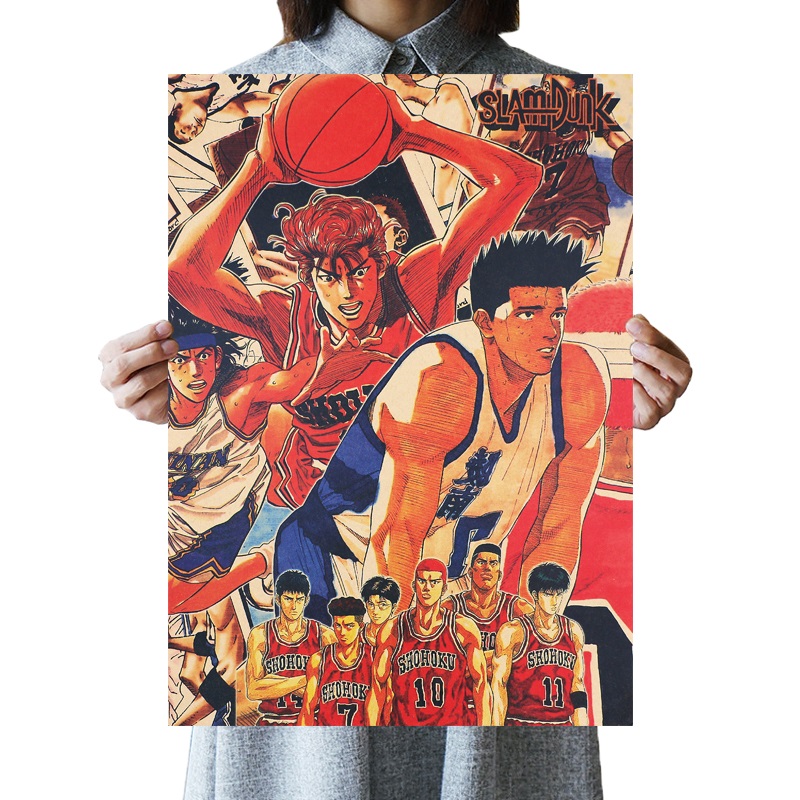 DLKKLB Classic Animation Movie SLAM DUNK Poster Vintage Bedroom Dormitory Home Decoration Painting 51x36cm Art Wall 6 - Anime Posters Mall