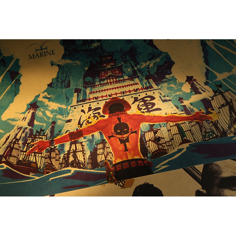 Decor For Room Classic Anime One Piece Ace Vintage poster kraft paper decorative wall stickers gift 3 - Anime Posters Mall
