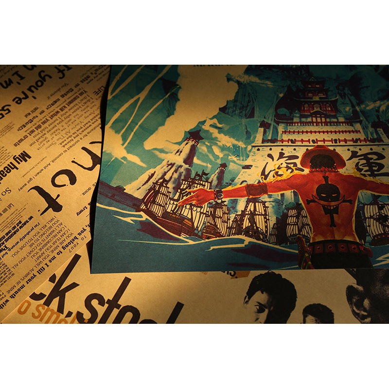 Decor For Room Classic Anime One Piece Ace Vintage poster kraft paper decorative wall stickers gift 4 - Anime Posters Mall