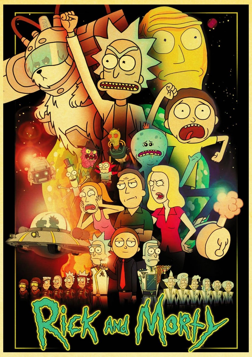 European and American popular anime Rick retro art poster home Decoration bedroom decoration Painting Wall Art 2 - Anime Posters Mall