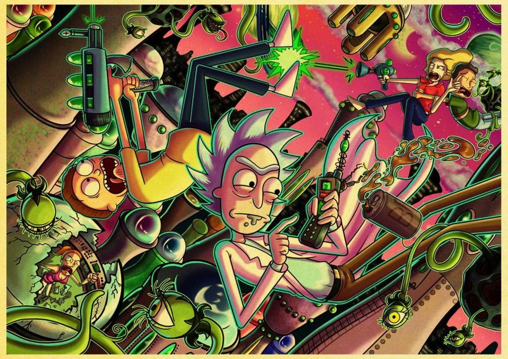 European and American popular anime Rick retro art poster home Decoration bedroom decoration Painting Wall Art 9 - Anime Posters Mall