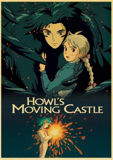 Howl s Moving Castle Hayao Miyazaki Cartoon Movie High Quality Vintage Poster Canvas Prints Wall Decor.jpg 640x640 1 - Anime Posters Mall