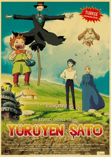 Howl s Moving Castle Hayao Miyazaki Cartoon Movie High Quality Vintage Poster Canvas Prints Wall Decor.jpg 640x640 3 - Anime Posters Mall