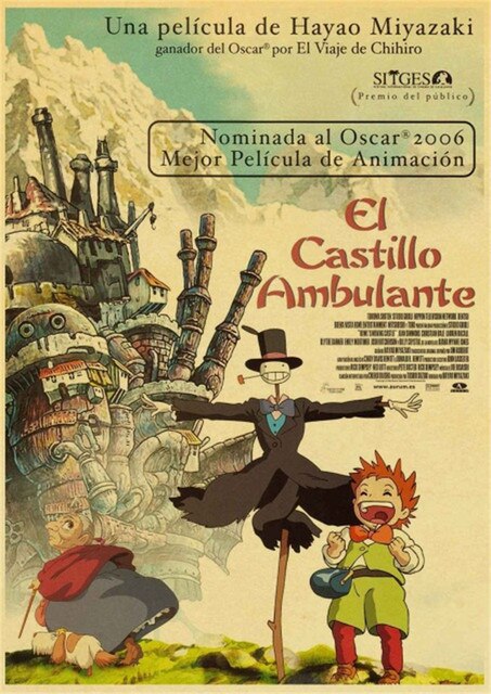 Howl s Moving Castle Hayao Miyazaki Cartoon Movie High Quality Vintage Poster Canvas Prints Wall Decor.jpg 640x640 4 - Anime Posters Mall