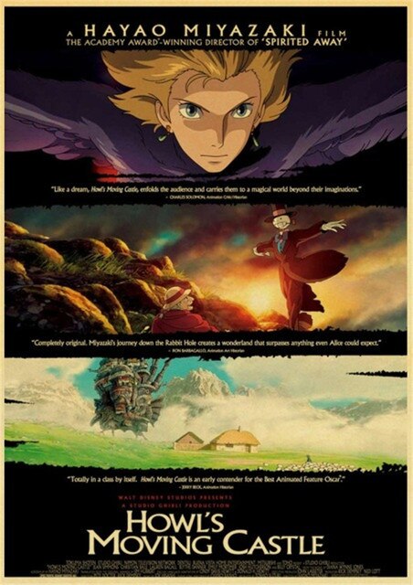 Howl s Moving Castle Hayao Miyazaki Cartoon Movie High Quality Vintage Poster Canvas Prints Wall Decor.jpg 640x640 8 - Anime Posters Mall