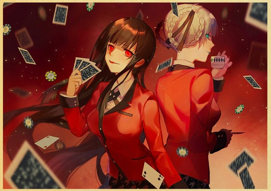 Kakegurui Retro Poster Japanese Anime Poster Decoration Bedroom Living Room Kraft Paper Poster High Quality Wall 10 - Anime Posters Mall