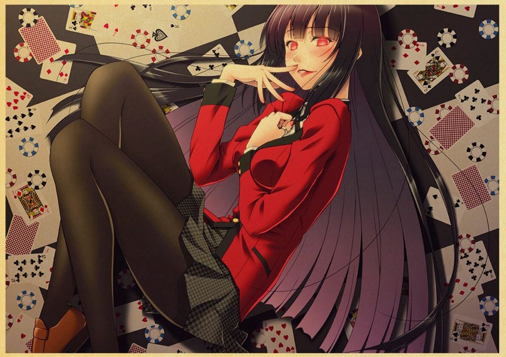 Kakegurui Retro Poster Japanese Anime Poster Decoration Bedroom Living Room Kraft Paper Poster High Quality Wall 26 - Anime Posters Mall