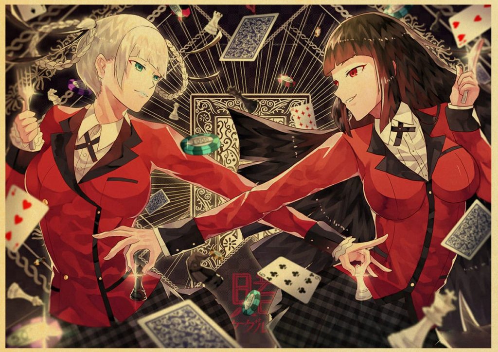 Kakegurui Retro Poster Japanese Anime Poster Decoration Bedroom Living Room Kraft Paper Poster High Quality Wall 7 - Anime Posters Mall