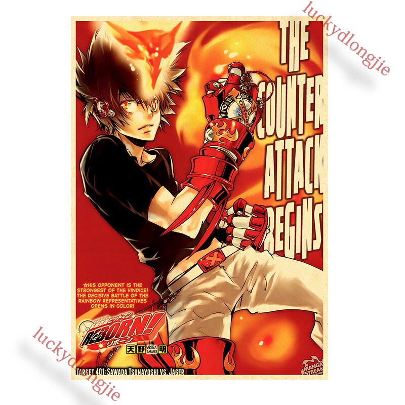 Katekyo Hitman Reborn Poster Anime Wall Vintage Kraft Paper Posters Decor For Home Room Pictur And 4 - Anime Posters Mall