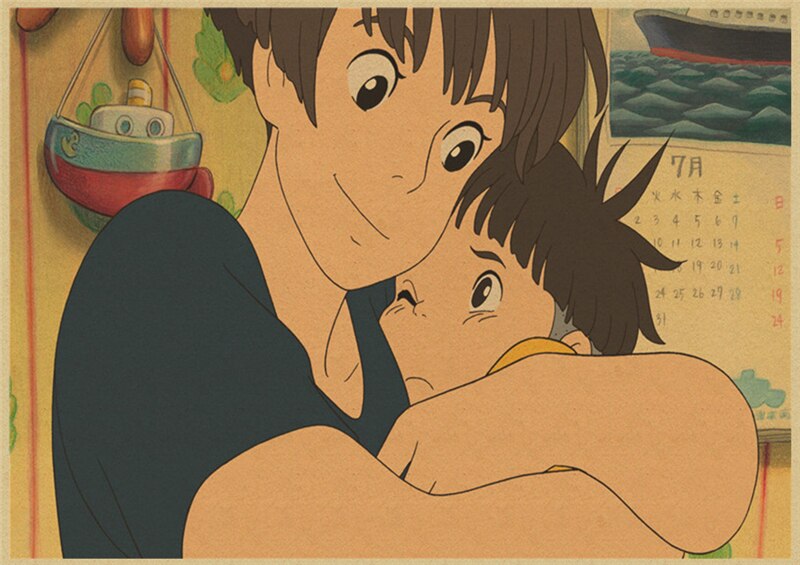 Vintage Posters Ponyo On The Cliff Hayao Miyazaki Poster Home Decor Wall Sticker Retro Decorative Painting 11 - Anime Posters Mall